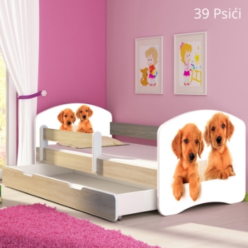 Slika Dječji krevet ACMA s motivom, bočna sonoma + ladica 180x80 cm 39-psici