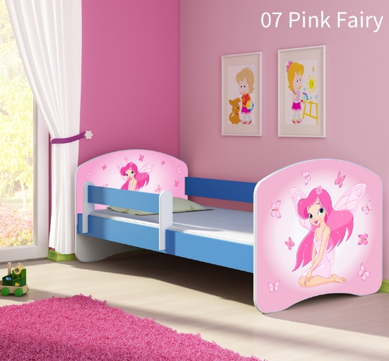 Slika Dječji krevet ACMA s motivom, bočna plava 160x80 cm - 07 Pink Fairy 