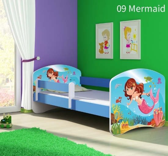 Slika Dječji krevet ACMA s motivom, bočna plava 160x80 cm - 09 Mermaid