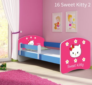 Slika Dječji krevet ACMA s motivom, bočna plava 160x80 cm - 16 Sweet Kitty 2