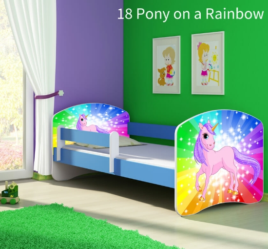 Slika Dječji krevet ACMA s motivom, bočna plava 160x80 cm - 18 Pony on a rainbow