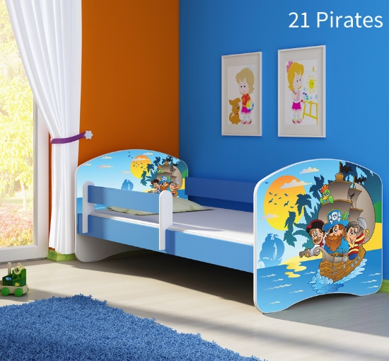 Slika Dječji krevet ACMA s motivom, bočna plava 160x80 cm - 21 Pirates