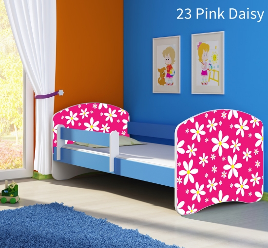 Slika Dječji krevet ACMA s motivom, bočna plava 160x80 cm - 23 Pink Daisy