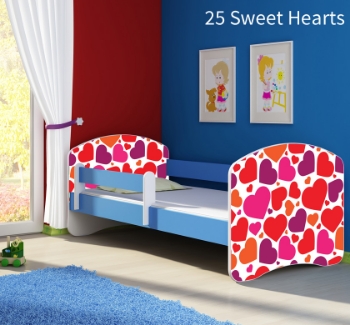 Slika Dječji krevet ACMA s motivom, bočna plava 160x80 cm - 25 Sweet hearts