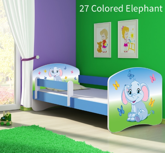 Slika Dječji krevet ACMA s motivom, bočna plava 160x80 cm - 27 Colored Elephant