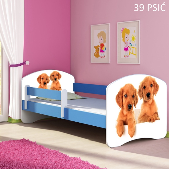 Slika Dječji krevet ACMA s motivom, bočna plava 160x80 cm - 39 Psići