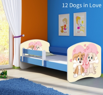 Slika Dječji krevet ACMA s motivom, bočna plava 180x80 cm - 12 Dogs in Love