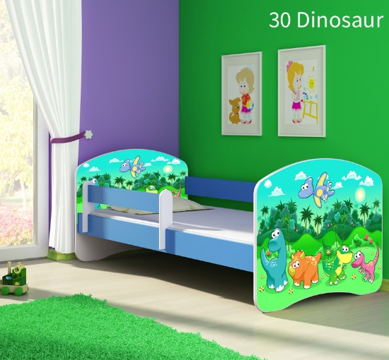 Slika Dječji krevet ACMA s motivom, bočna plava 180x80 cm - 30 Dinosaurs