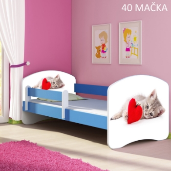 Slika Dječji krevet ACMA s motivom, bočna plava 180x80 cm - 40 Mačka