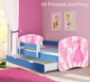 Slika Dječji krevet ACMA s motivom, bočna plava + ladica 160x80 cm - 08 Princess with Pony