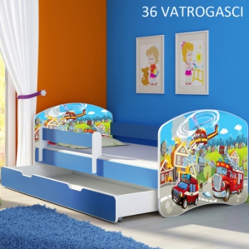 Slika Dječji krevet ACMA s motivom, bočna plava + ladica 160x80 cm 36-vatrogasci
