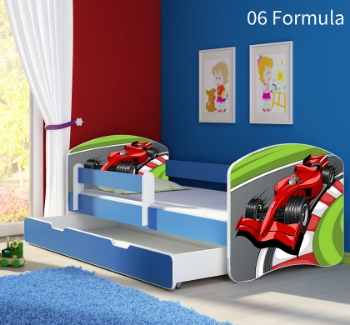 Slika Dječji krevet ACMA s motivom, bočna plava + ladica 180x80 cm - 06 Formula 1