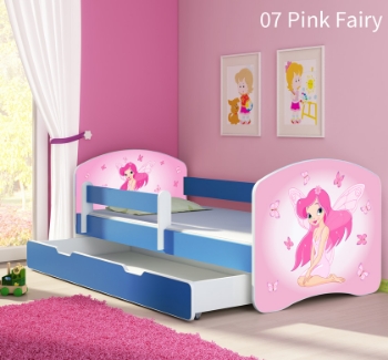 Slika Dječji krevet ACMA s motivom, bočna plava + ladica 180x80 cm - 07 Pink Fairy 