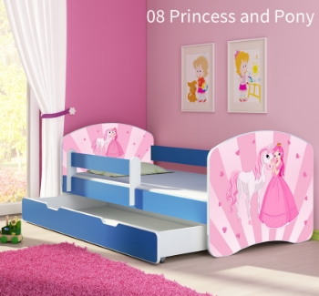 Slika Dječji krevet ACMA s motivom, bočna plava + ladica 180x80 cm - 08 Princess with Pony