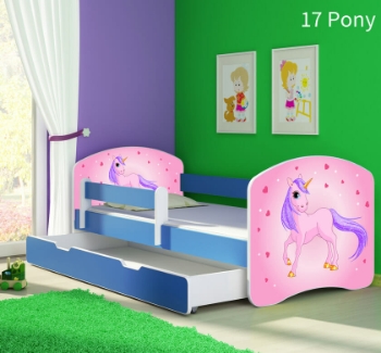 Slika Dječji krevet ACMA s motivom, bočna plava + ladica 180x80 cm - 17 Pony