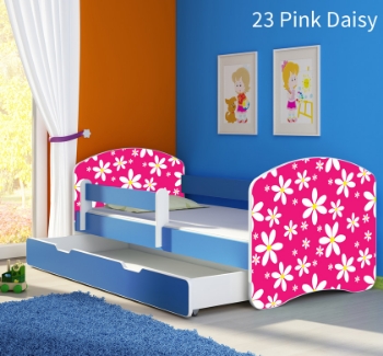 Slika Dječji krevet ACMA s motivom, bočna plava + ladica 180x80 cm 23-pink-daisy