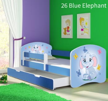 Slika Dječji krevet ACMA s motivom, bočna plava + ladica 180x80 cm 26-blue-elephant