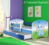 Slika Dječji krevet ACMA s motivom, bočna plava + ladica 180x80 cm 27-colored-elephant