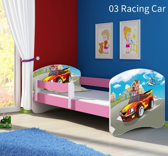 Slika Dječji krevet ACMA s motivom, bočna roza 160x80 cm - 03 Racing Car