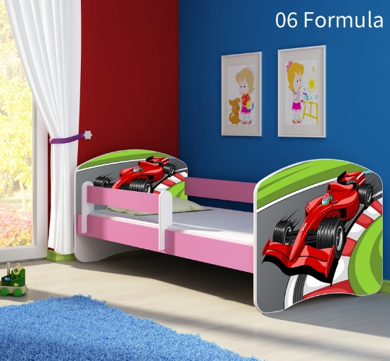 Slika Dječji krevet ACMA s motivom, bočna roza 160x80 cm - 06 Formula 1