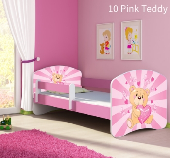 Slika Dječji krevet ACMA s motivom, bočna roza 160x80 cm - 10 Pink Teddy Bear