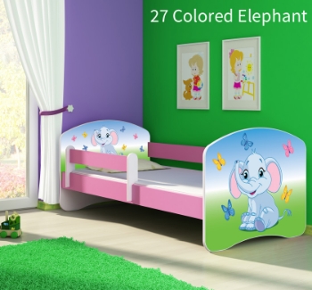 Slika Dječji krevet ACMA s motivom, bočna roza 160x80 cm - 27 Colored Elephant