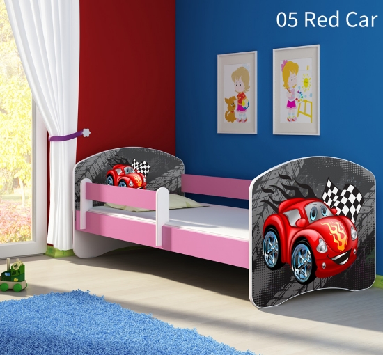 Slika Dječji krevet ACMA s motivom, bočna roza 180x80 cm - 05 Red Car