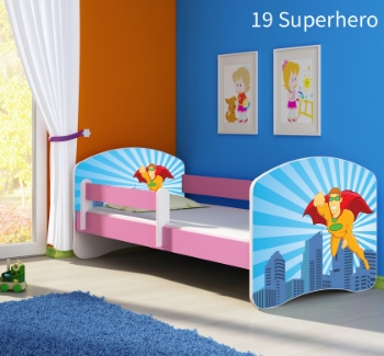 Slika Dječji krevet ACMA s motivom, bočna roza 180x80 cm - 19 Superhero