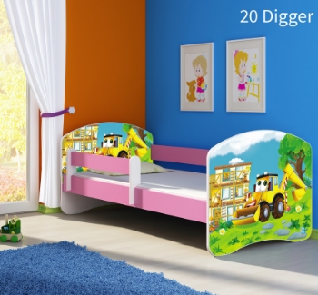 Slika Dječji krevet ACMA s motivom, bočna roza 180x80 cm - 20 Digger