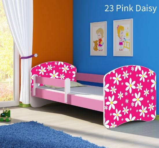 Slika Dječji krevet ACMA s motivom, bočna roza 180x80 cm - 23 Pink Daisy