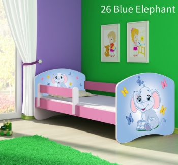 Slika Dječji krevet ACMA s motivom, bočna roza 180x80 cm - 26 Blue Elephant