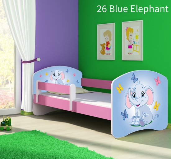 Slika Dječji krevet ACMA s motivom, bočna roza 180x80 cm - 26 Blue Elephant