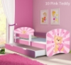Slika Dječji krevet ACMA s motivom, bočna roza + ladica 160x80 cm - 10 Pink Teddy Bear