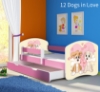 Slika Dječji krevet ACMA s motivom, bočna roza + ladica 160x80 cm - 12 Dogs in Love