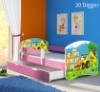 Slika Dječji krevet ACMA s motivom, bočna roza + ladica 160x80 cm - 20 Digger