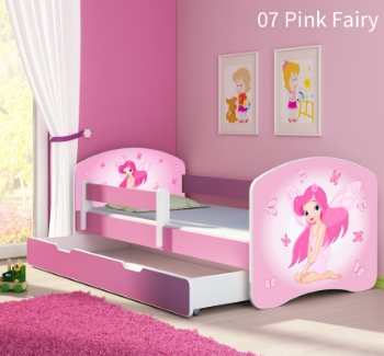 Slika Dječji krevet ACMA s motivom, bočna roza + ladica 180x80 cm - 07 Pink Fairy 