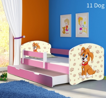 Slika Dječji krevet ACMA s motivom, bočna roza + ladica 180x80 cm - 11 Dog