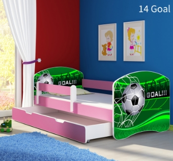 Slika Dječji krevet ACMA s motivom, bočna roza + ladica 180x80 cm - 14 Goal
