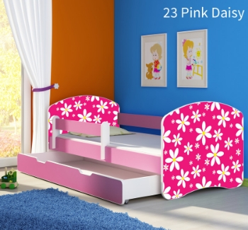 Slika Dječji krevet ACMA s motivom, bočna roza + ladica 180x80 cm - 23 Pink Daisy