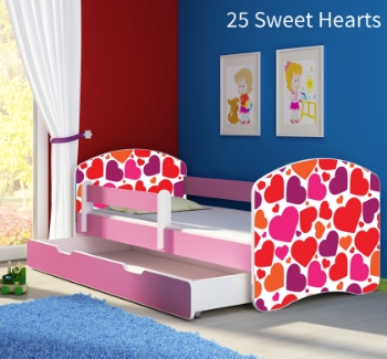 Slika Dječji krevet ACMA s motivom, bočna roza + ladica 180x80 cm - 25 Sweet hearts