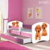 Slika Dječji krevet ACMA s motivom, bočna roza + ladica 180x80 cm - 39 Psići