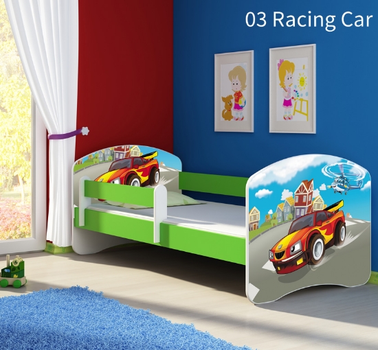 Slika Dječji krevet ACMA s motivom, bočna zelena 160x80 cm - 03 Racing Car