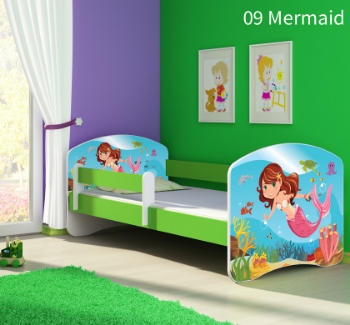 Slika Dječji krevet ACMA s motivom, bočna zelena 160x80 cm - 09 Mermaid