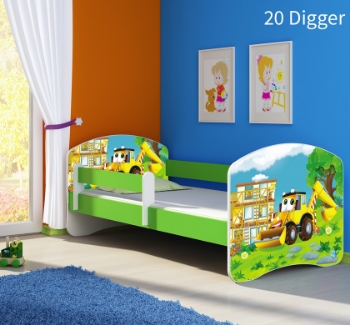 Slika Dječji krevet ACMA s motivom, bočna zelena 160x80 cm - 20 Digger