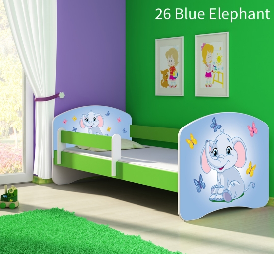Slika Dječji krevet ACMA s motivom, bočna zelena 160x80 cm - 26 Blue Elephant