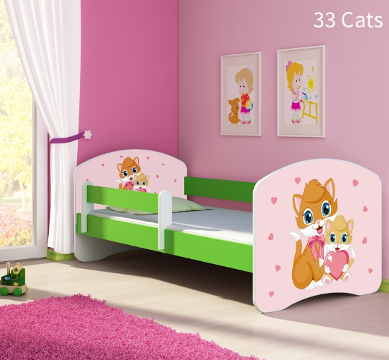 Slika Dječji krevet ACMA s motivom, bočna zelena 160x80 cm - 33 Cats