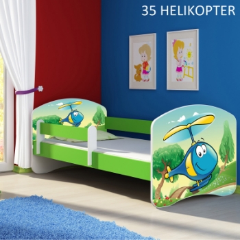 Slika Dječji krevet ACMA s motivom, bočna zelena 160x80 cm - 35 Helikopter