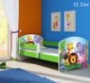 Slika Dječji krevet ACMA s motivom, bočna zelena 180x80 cm - 01 Zoo