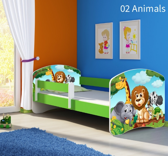 Slika Dječji krevet ACMA s motivom, bočna zelena 180x80 cm - 02 Animals