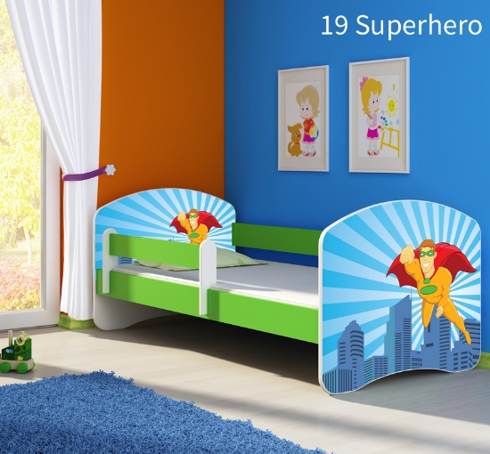 Slika Dječji krevet ACMA s motivom, bočna zelena 180x80 cm 19-superhero
